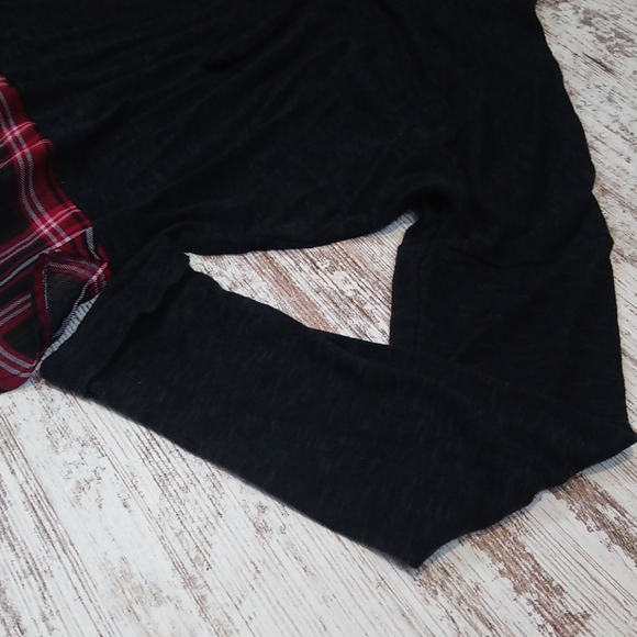 Rue21 Charcoal Gray Plaid Lightweight Hoodie Top - Picture 4 of 8